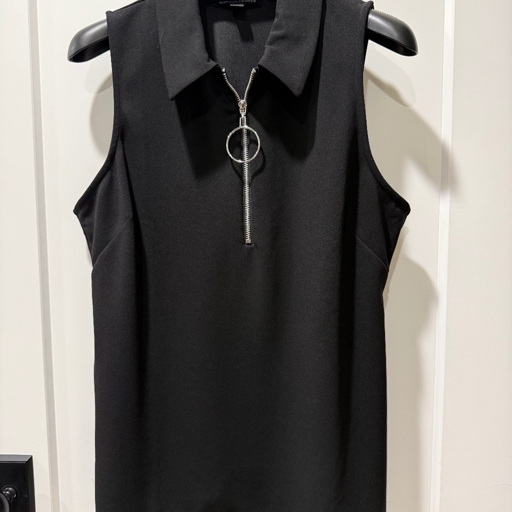 Black sleeveless zippered shirt Boston Proper size XL